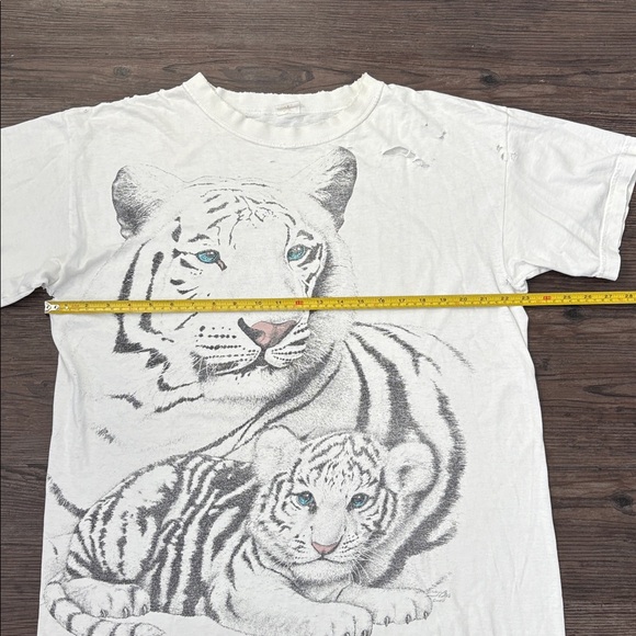 VINTAGE 1990S WHITE TIGER ANIMAL GRAPHIC SHORT SLEEVE TSHIRT MENS 2XL - Picture 8 of 11